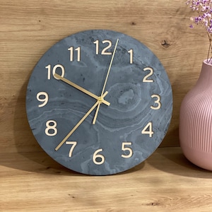 Unique stone veneer wall clock, Black wall clock, big wall clock, 12 inches clock, 16 inches wall clock, 20 inches wall clock