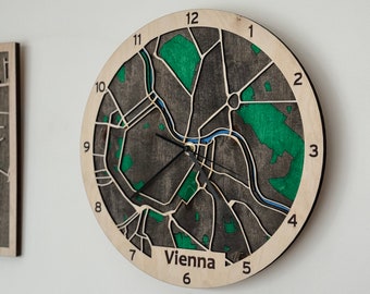 Custom city map clock - unique wall clock gift, personalized office or home gift