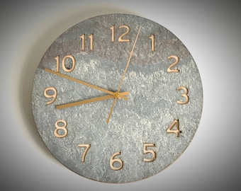 Modern real stone greyish wall clock, grey wall clock, concrete type looking wall clock