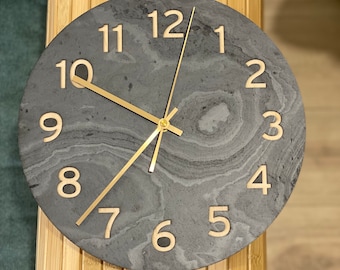 Black wall clock, great home decoration, unique gift, silent movement, big wall clock