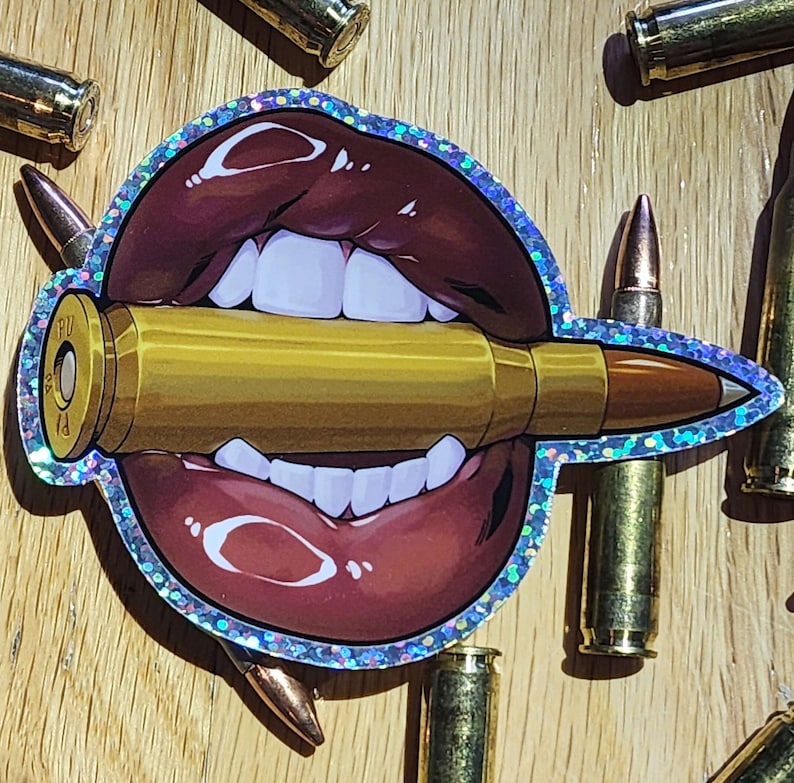 Bite the Bullet: Holographic Sparkle Sticker - Etsy