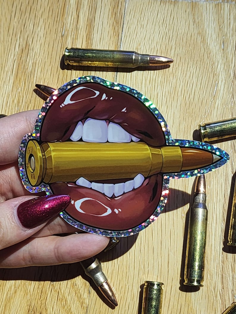 Bite the Bullet: Holographic Sparkle Sticker - Etsy