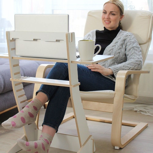 Standing Desk Converter Natural Bamboo Adjustable Sit Stand Etsy