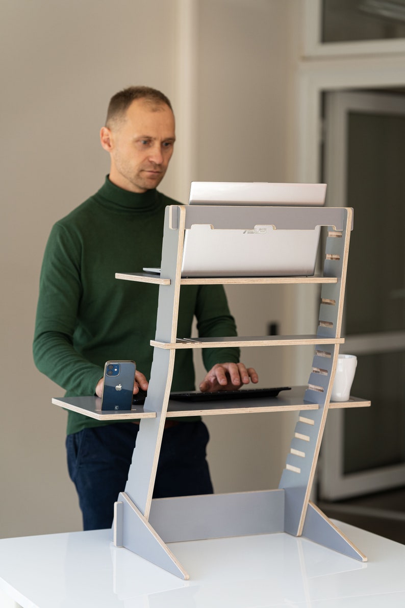 Plywood adjustable standing desk image 2