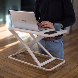 Modern wood standing desk converter