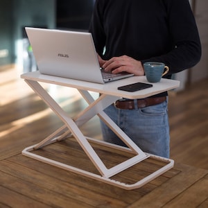 Modern wood standing desk converter