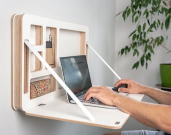 Wall Mounted Desk and Organizer Combo