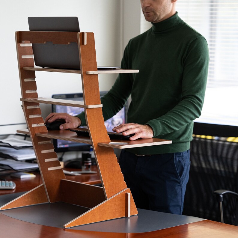 Plywood adjustable standing desk image 1