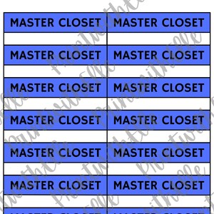 Printable Moving Labels - MASTER CLOSET - for use on Moving Boxes or Shipping Boxes