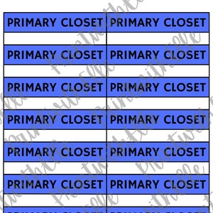 Printable Moving Labels - PRIMARY CLOSET - for use on Moving Boxes or Shipping Boxes