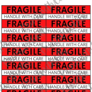 Etiquetas para mudanzas imprimibles - Manipulación "frágil" con cuidado - para usar en cajas de mudanza o cajas de envío