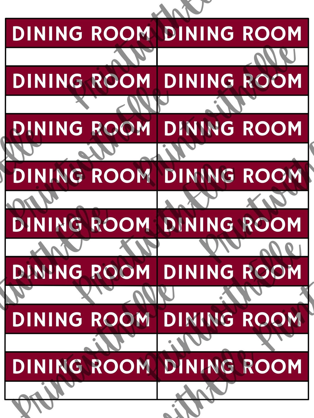 Printable Moving Labels - DINING ROOM - for Use on Moving Boxes or ...