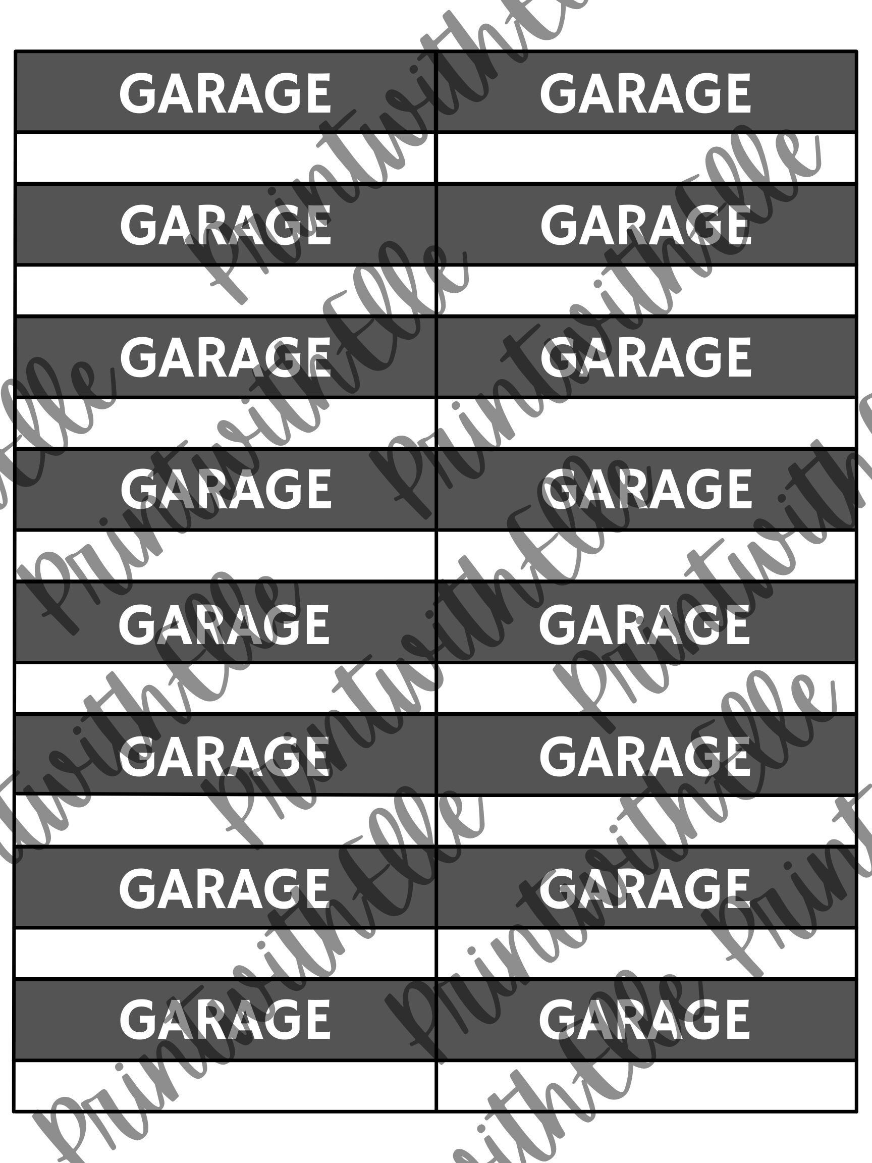 Printable Moving Labels GARAGE for Use on Moving Boxes or Shipping