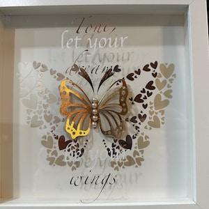 Shadow Box 3D Butterfly Personalization| Butterfly Décor| Personalized Gift| Butterfly inspire Quote| Gift| Custom Frame| Art Decor|Wall Art