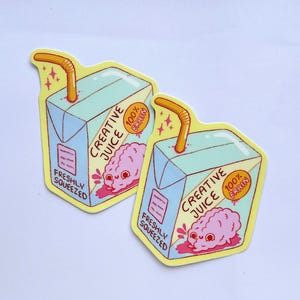 Creative Juice Carton Vinyl Sticker, Food, Juice Box, Glossy Waterproof sticker, Funny, Cute, Motivational, Decal, Gift, Quote Sticker