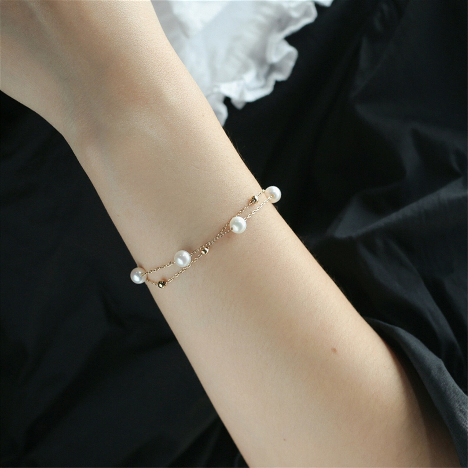 18K Gold Freshwater Pearls Bracelets Pearl Braceletsdouble - Etsy