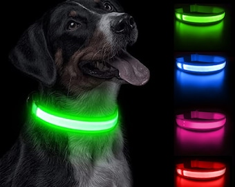 SNOUTZZ® LED Flashing Dog Collar USB Rechargeable - Ultra Bright, Waterproof & Increased Safety - Available 4 Colours / 4 Sizes