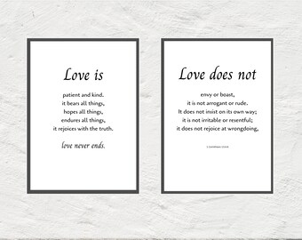 1 Corinthians 13 – Love is patient, biblevers, Printable Art, home decoration, wall decor, instant download