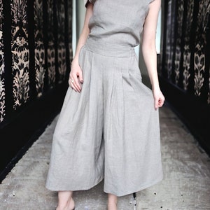 Linen Culottes: Pleated Wide Leg Palazzo Pants