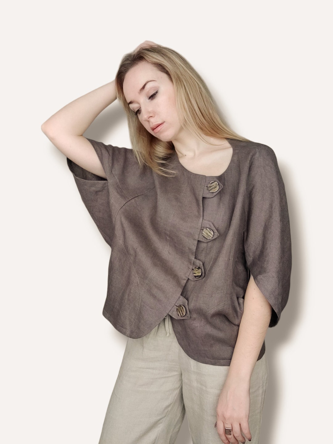 Linen Jacket, Linen Blazer, Loose Linen Jacket, Oversized Linen Blazer