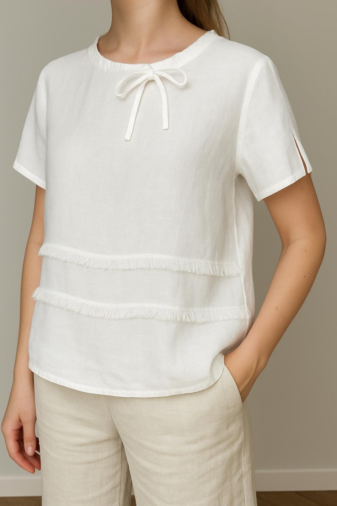 Miley® | Women'S Front Textured Linen Blouse main image 1