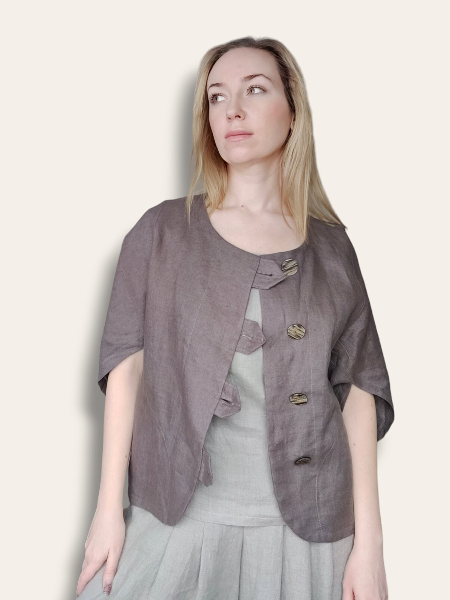Linen Jacket, Linen Blazer, Loose Linen Jacket, Oversized Linen Blazer