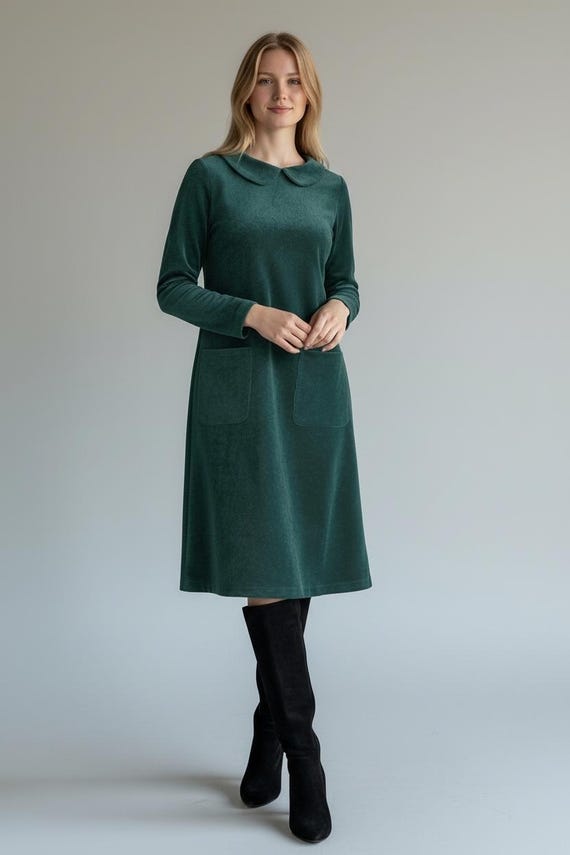 Emerald Green Velvet Dress