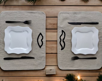 Placemat Set of 2, Linen Place Mats, Dining Table Mats, Unique Rectangular Placemats, New Home Housewarming Gift