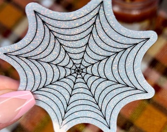 Glitter Spider Web Vinyl Sticker | Goth Vinyl Stickers | Halloween Stickers | Car Vinyl Stickers | Spooky Season | Spider Web Art | Decals