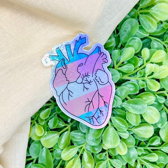 Trans Heart Holographic Vinyl Sticker - Etsy