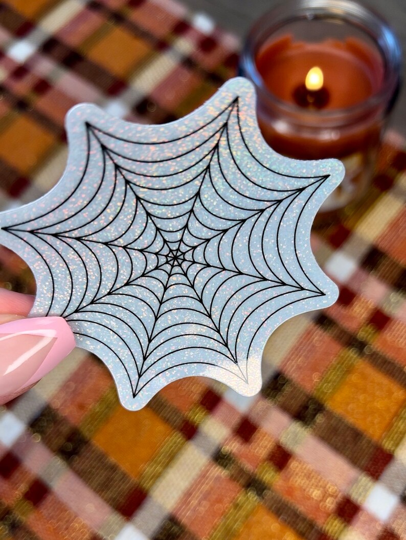 Glitter Spider Web Vinyl Sticker | Goth Vinyl Stickers | Halloween ...