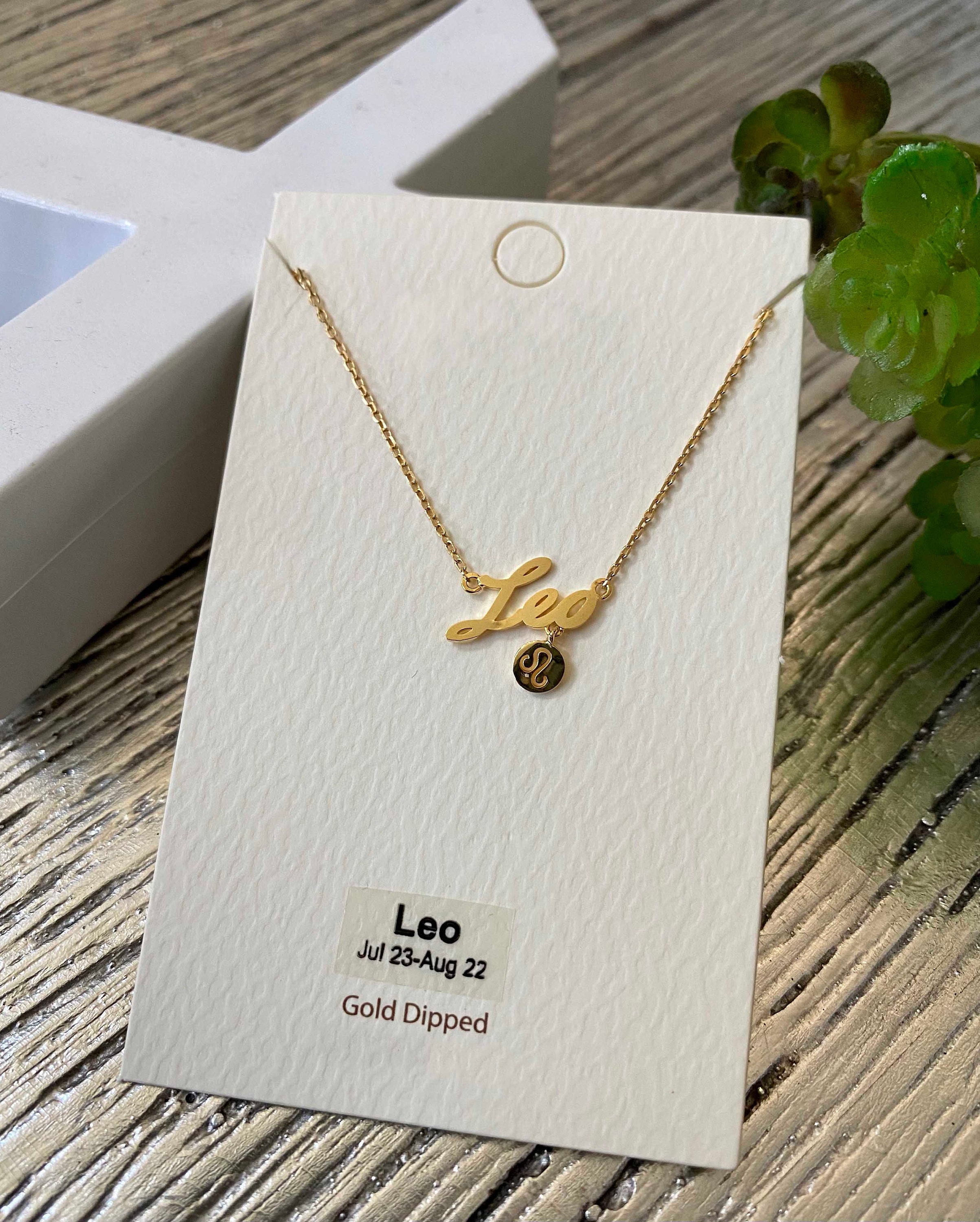 Leo Script Horoscope Sign Gold Plated 
