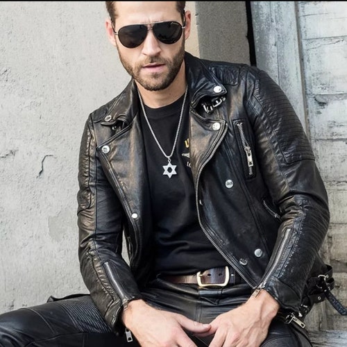 Personalized Biker Leather Jacket for Men's Genuine - Etsy
