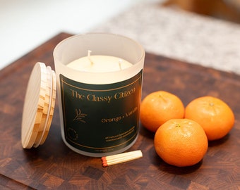 Orange blossom and sweet vanilla scented beeswax candle with cotton wicks, 100% fruity beeswax candle with coconut oil and essential oils