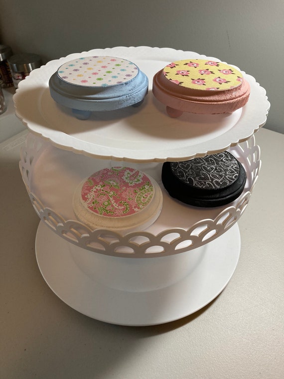 Mini Round Riser Wood Riser Tiered Tray Riser Farmhouse Etsy