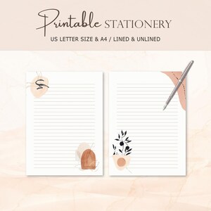 Boho Stationery, Terracotta Writing Paper, Boho Memo, Taking Notes Lined Unlined, A4 US Letter, Digital Download, Printable Notepad