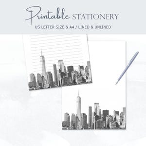 New York Stationery: Manhattan Journal Pages, gelinieerd en ongevoerd (digitale download)