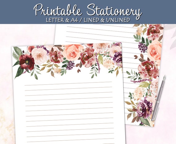 Floral Stationery Paper 50 Sheets 8.5x11, Decorative