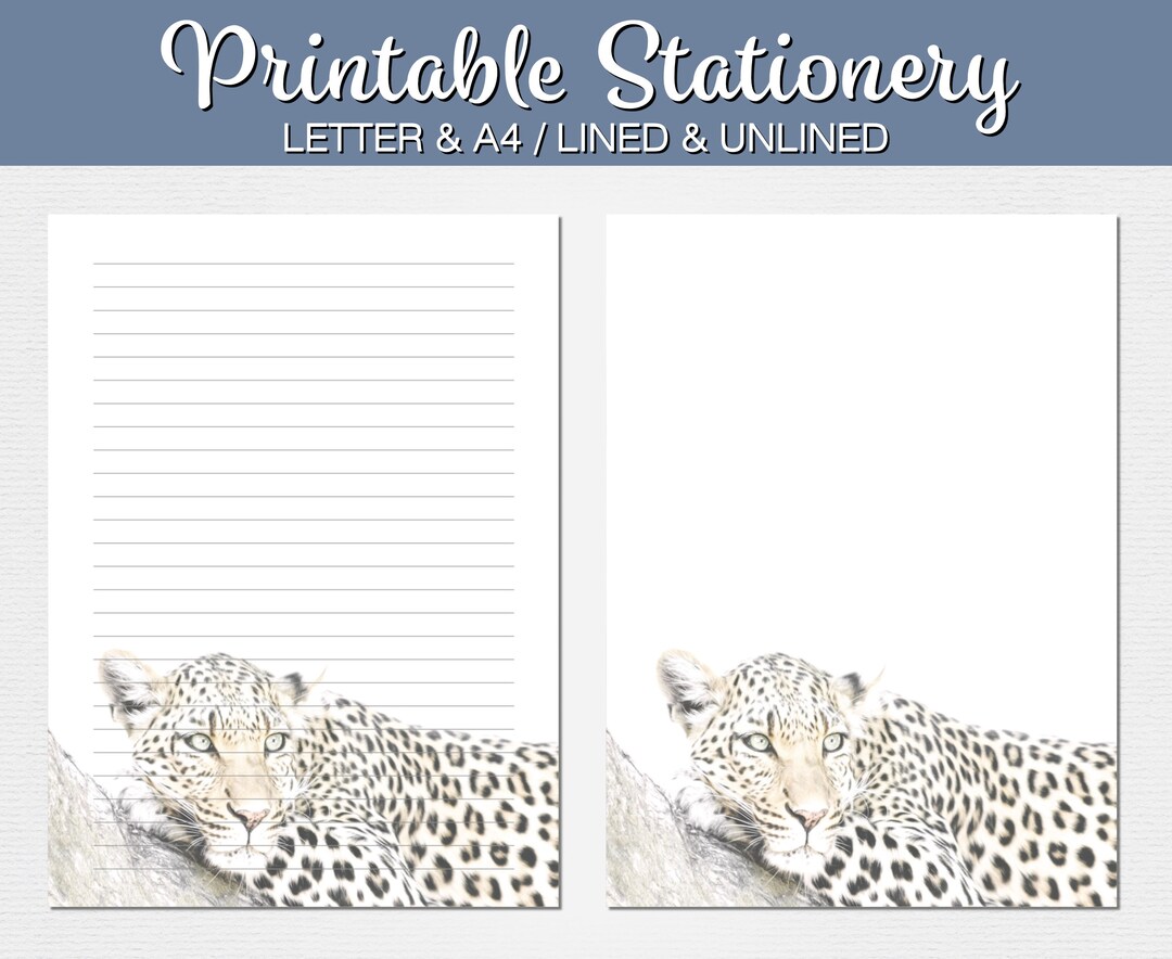 Printable Stationery, Leopard, Letter Writing Paper, African Animal ...