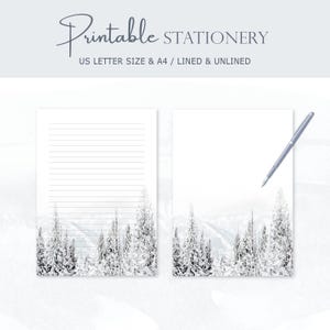 Foggy Forest Printable Stationery: Winter Writing Paper (A4/US Letter Digital Download)
