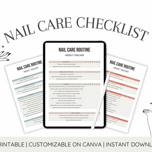 Nail Care Routine | Nail Weekly Tracker | Nail Care Instruction Checklists | Nail Salon Card for Customers | Nail Care Instruction Card