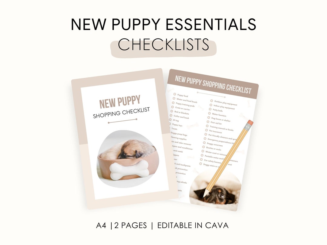 New Puppy Shopping Checklists New Puppy Printable New Pet Checklist for ...
