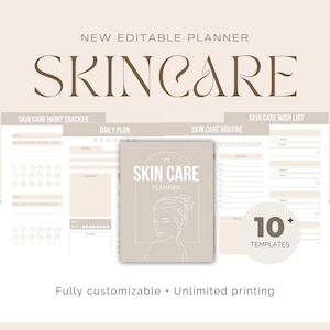 Skincare Planner Printable | Editable Skincare Routine | Beauty Planner | Skincare Tracker | Custom Skincare Planner