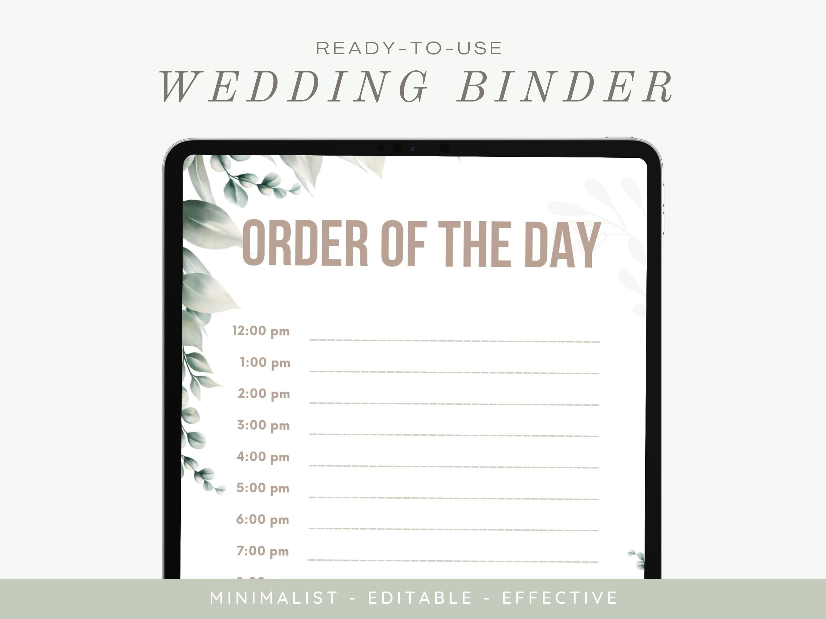 Day Of Wedding Plan Template