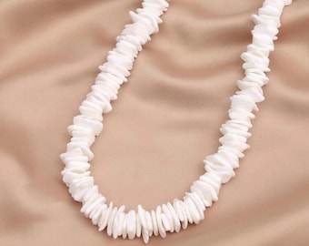 1pc Fashionable Irregular seashells Beaded Necklace For Women and Men White Puka Shell Necklace, Hawaiian Seashell Necklace For Men