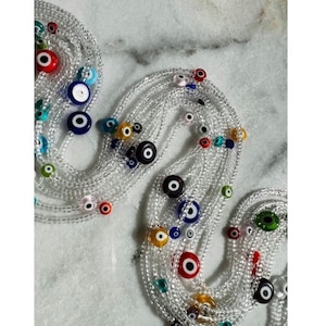 African Waist Beads for Women Weight Loss Colorful Beaded Body evil eye Chain Waist Jewelry Belly Bead Body Chain Jewelry for Women
