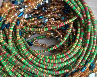 Tie-on Waistbeads, Body Jewelry, Adjustable African waistbeads, Bead Jewelry, Belly Beads, summer body Chain, waist candy,handmade beads
