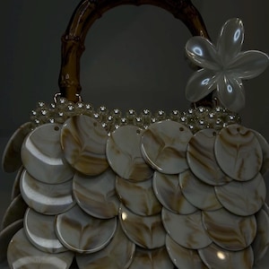 Island Girl Handmade Beaded Bag for Evening Outing with Shell and Pearl Accents Unique Design