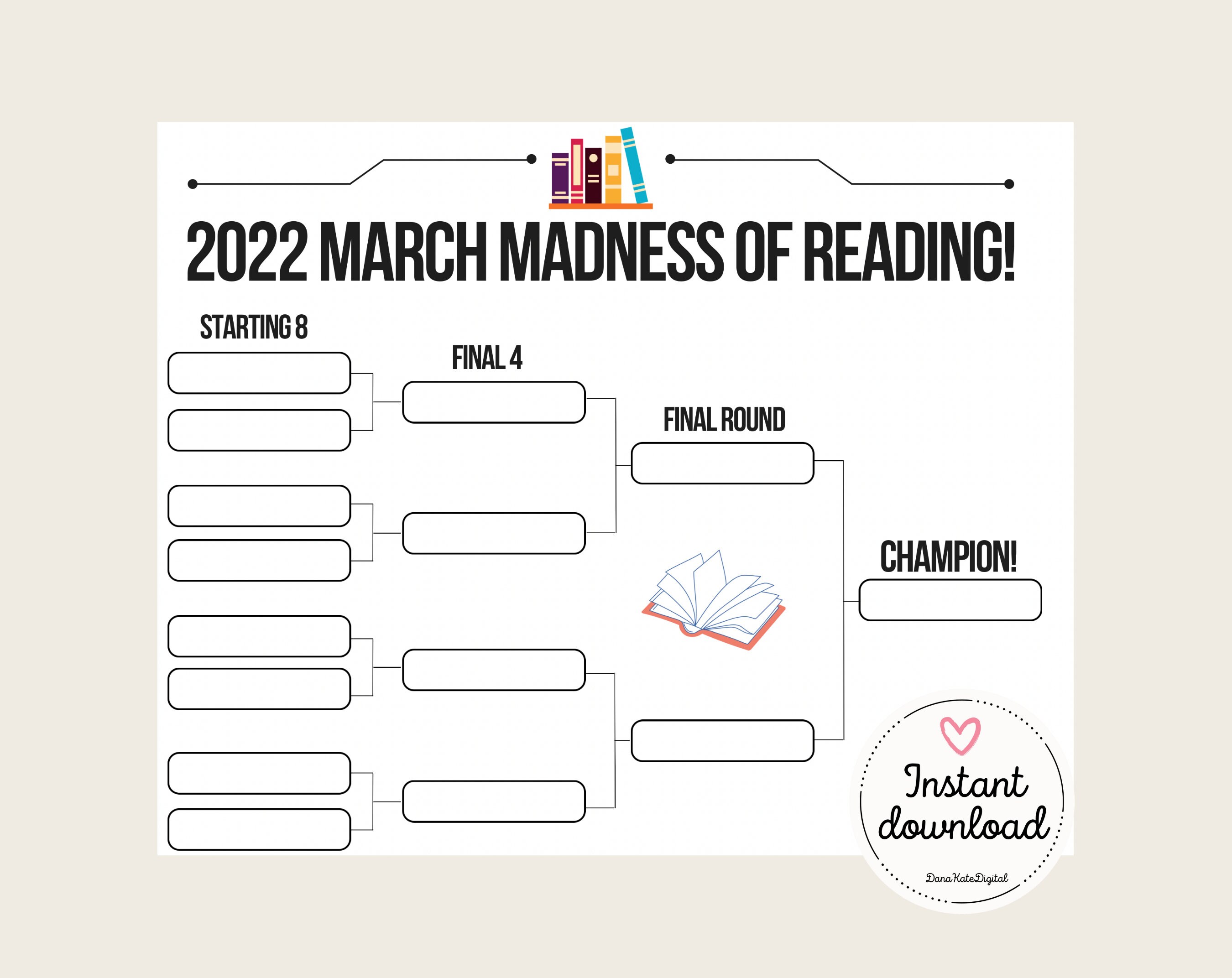 March Madness of Reading Bracket, book tournament, reading competition 8 books, teacher tool, march madness at school