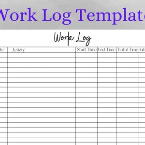 Printable Work | Time Log and Tracker | Activity Hours Log Printable | Digital Download Working Hours Log | Activity Tracker for Work